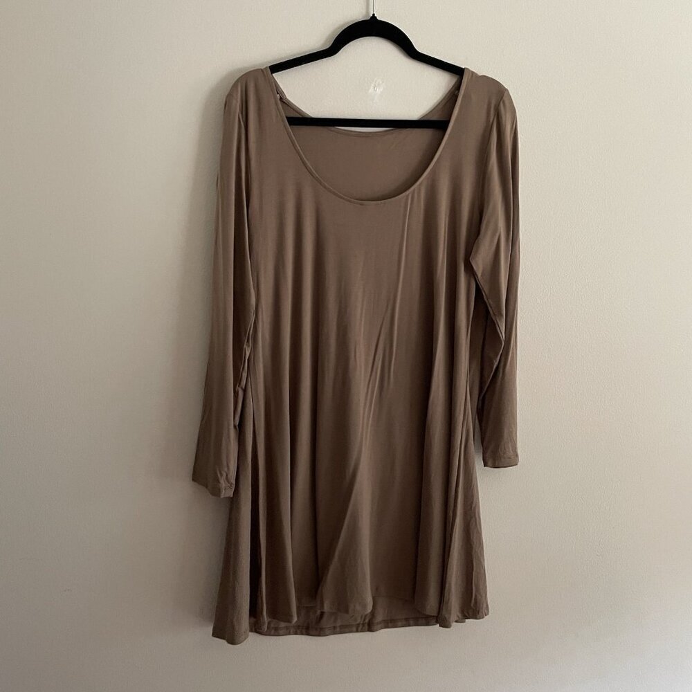 Old Navy Women L Brown Jersey Knit Scoop Back Long Sleeve Mini Swing Dress NWT - Picture 12 of 13